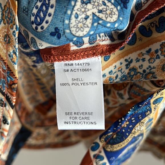 Rumours Handkerchief Front Button Silky Collared Top Oversized Boho Layering - Picture 7 of 7